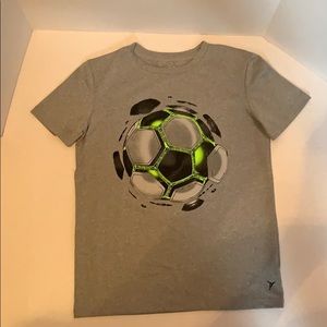 Boys gray and green soccer T-shirt